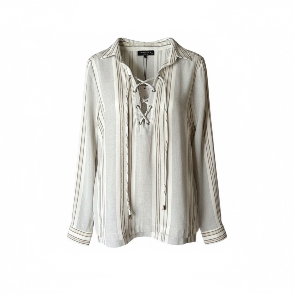 NEW Maven West Lightweight Striped Lace Up “Carson” Tunic Top / Cover Up, XS